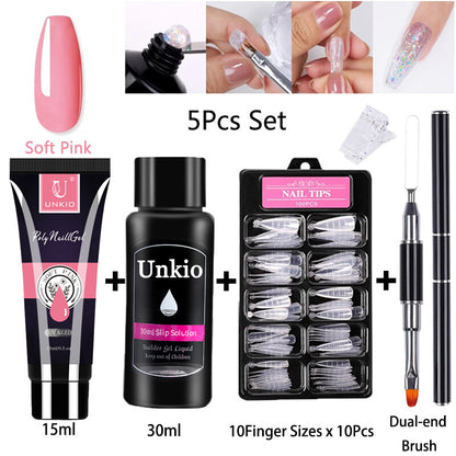 15ml Extension Gel Nail Polish Semi Permanent UV Hard Gel Nails Finger Prolong
