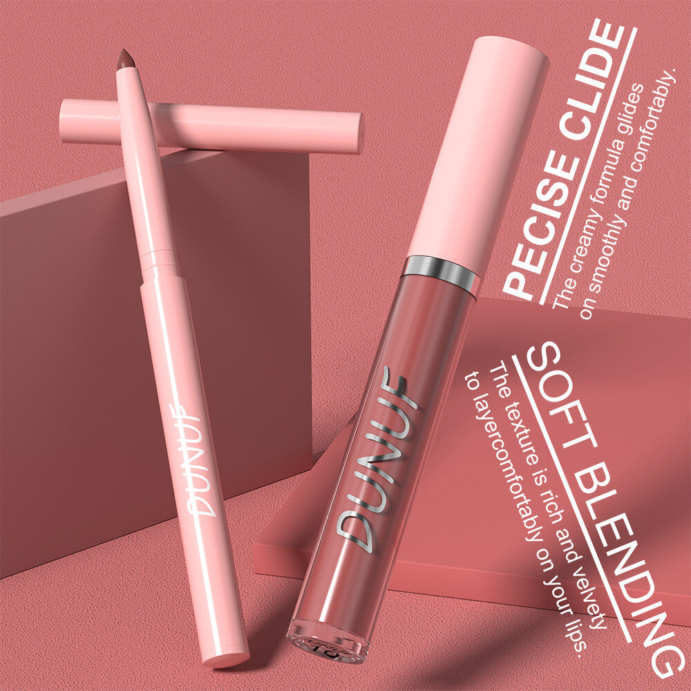 2-in-1 Lip Liner & Lipstick – Velvet Matte, Waterproof, Long Lasting Lip Gloss