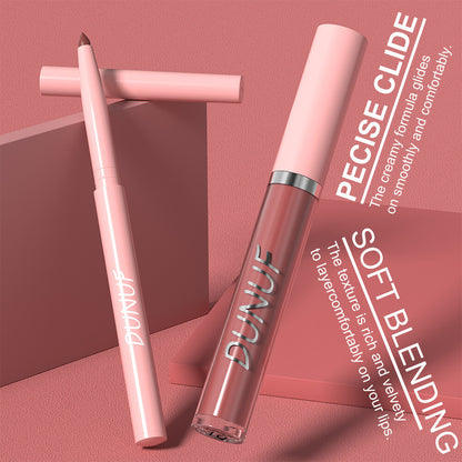 2-in-1 Lip Liner & Lipstick – Velvet Matte, Waterproof, Long Lasting Lip Gloss