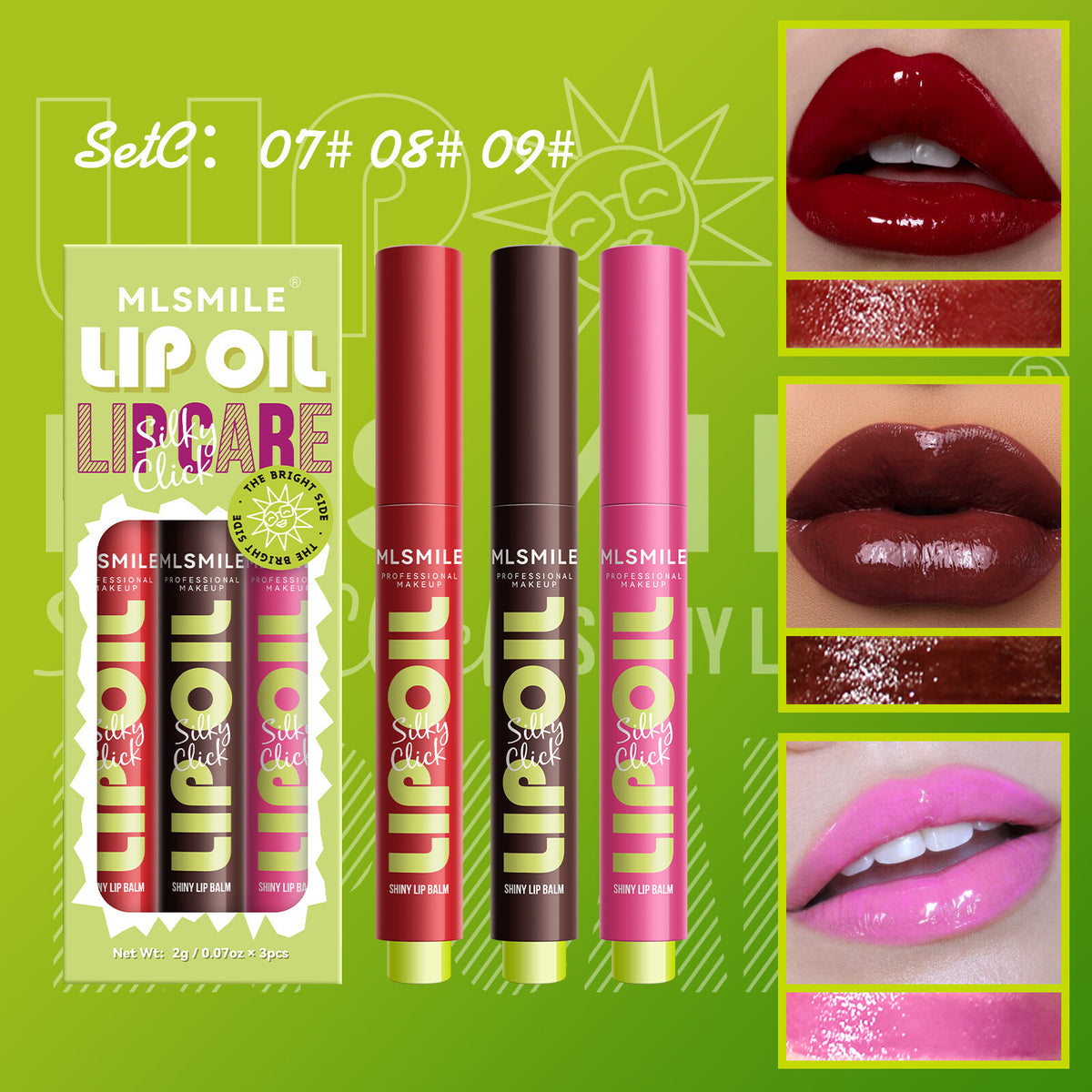 (*3 PCS/SET*) Makeup Press Lipstick Solid Lip Gloss Moisturizing Mirror Lip Oil