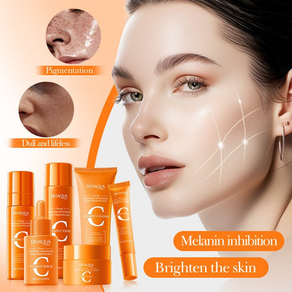 Vitamin C Brightening Skin Care Gift Set Antioxidant Cleanser Lotion Toner Cream