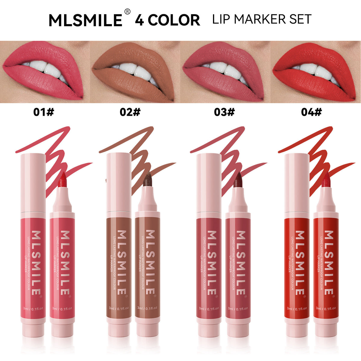 4pcs/box Lipstick Set Lip Pencil Matte Velvet Red Brown Long Lasting for Women