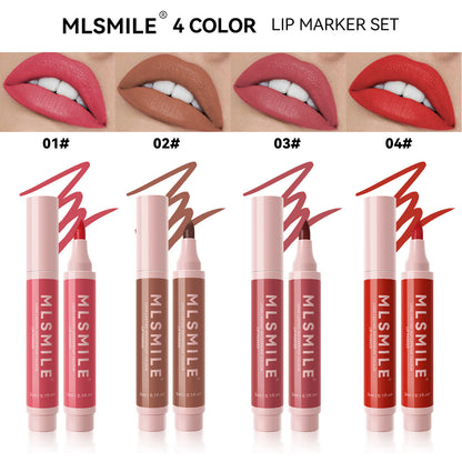 4pcs/box Lipstick Set Lip Pencil Matte Velvet Red Brown Long Lasting for Women