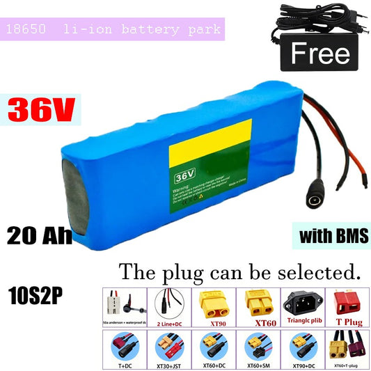 36V 20Ah 10S2P Li-ion Battery High Capacity with BMS for E-Bike E-Scooter