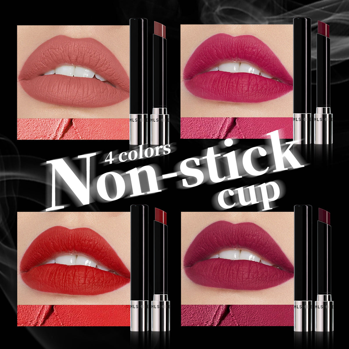 4Pcs/Set Lipstick Non Stick Cup Matte Thin Tube Makeup for Women long lasting