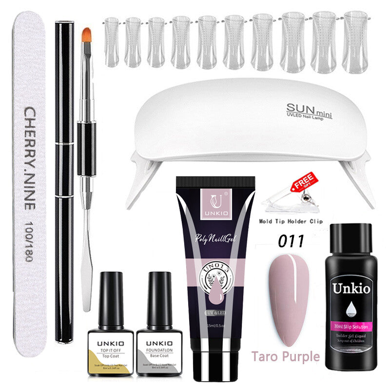 Poly Nail Gel Set with LED Lamp full Manicure Set Building for Nail Art Tool Kit