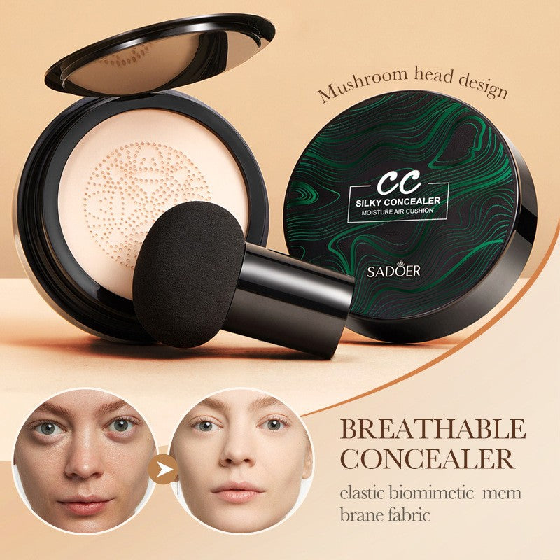 Mushroom CC Cream Color Correcting Concealer Contour Cushion BB, Oil-Free