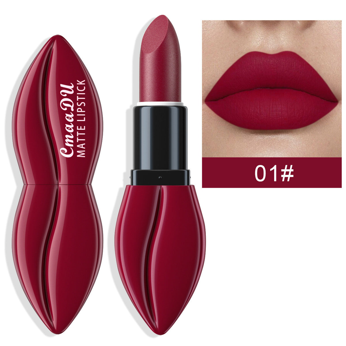 Matte Waterproof Lipstick & Lip Gloss - 10 Colors, Lip-Shaped Design