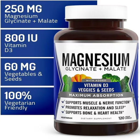 Magnesium Glycinate Capsules 500mg 90 Count, High Absorption & Sleep Aid