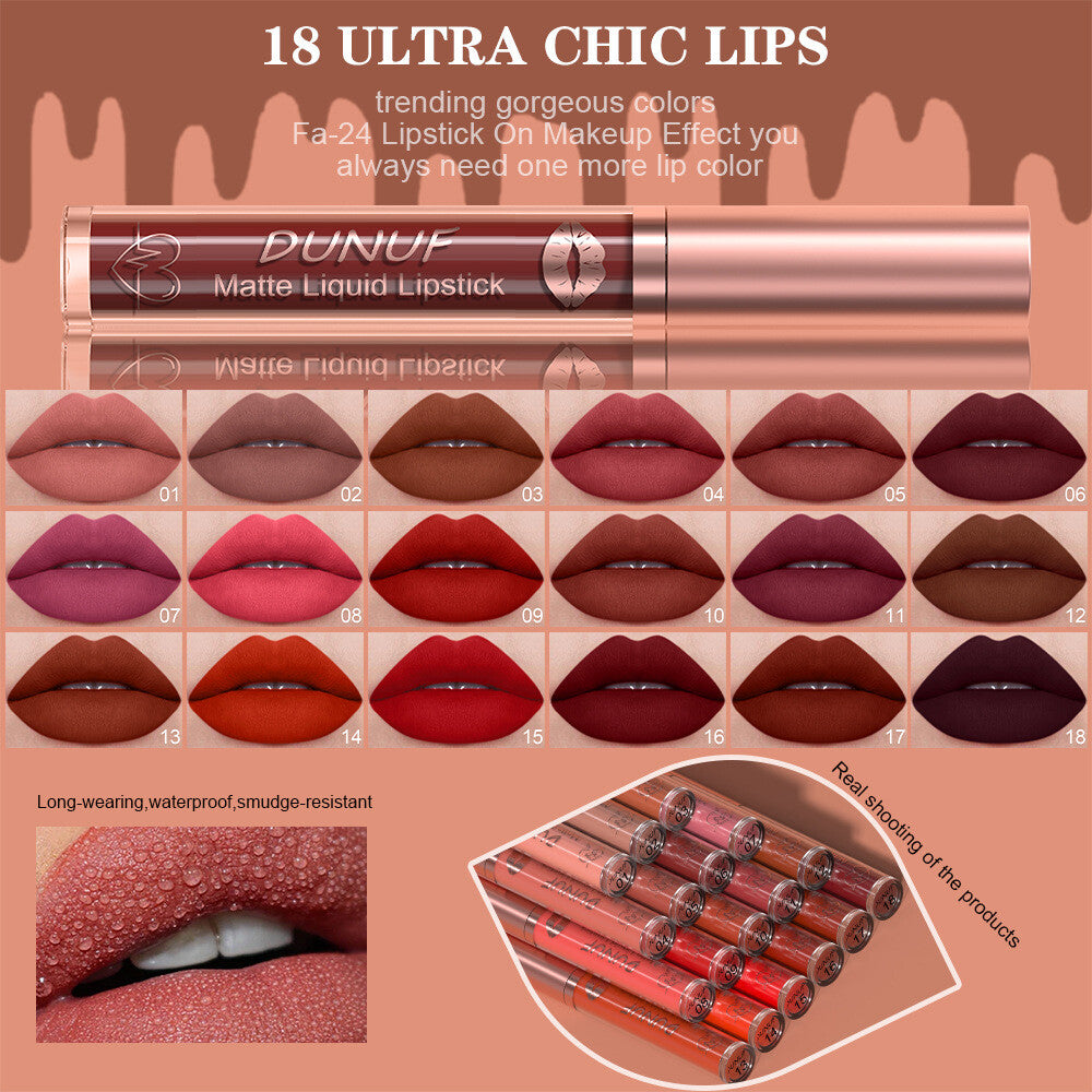 💄 18 Colors Matte Liquid Lipstick Waterproof Long Lasting Lip Gloss Oil