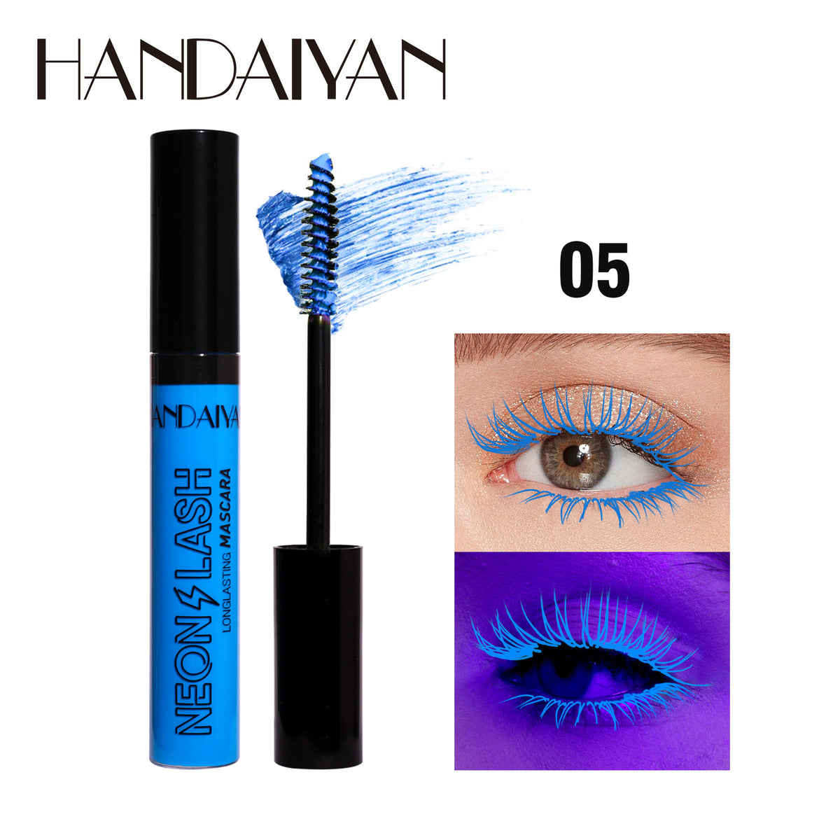 6-Color Fluorescent Mascara - Waterproof, Smudge-Proof, Halloween Eye Makeup