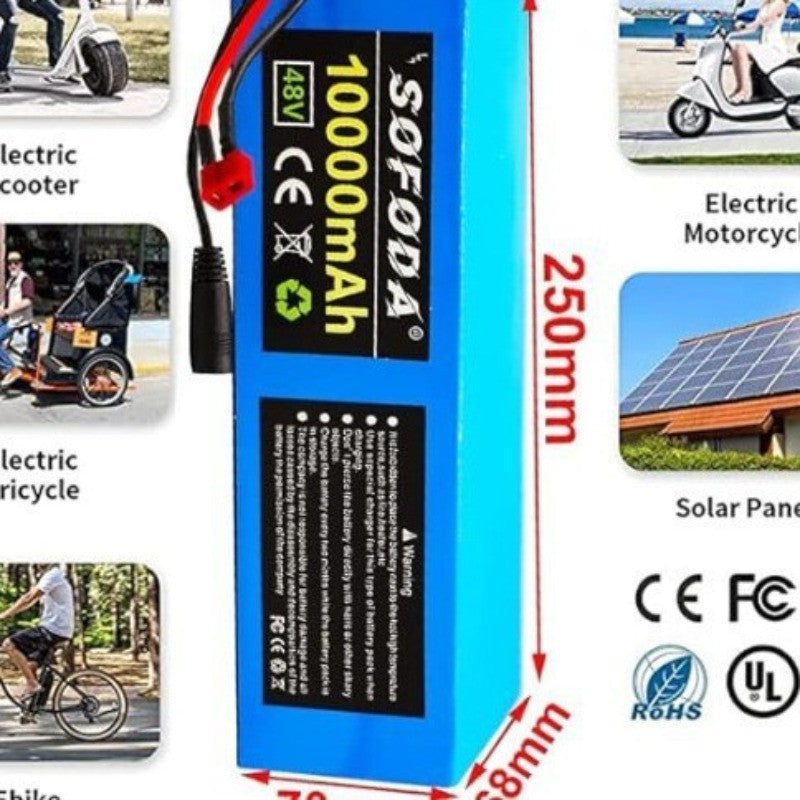 48V 10Ah 13S3P Rechargeable Li-ion Battery for E-Scooter/E-Bike with Enclosure