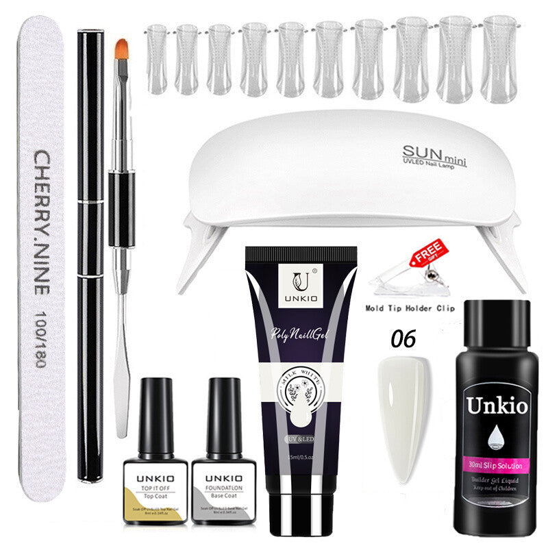 Poly Nail Gel Set with LED Lamp full Manicure Set Building for Nail Art Tool Kit