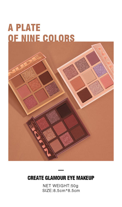 9-Color Eye Shadow Palette - Matte & Shimmer, Longwear, No Fallout Eyeshadow