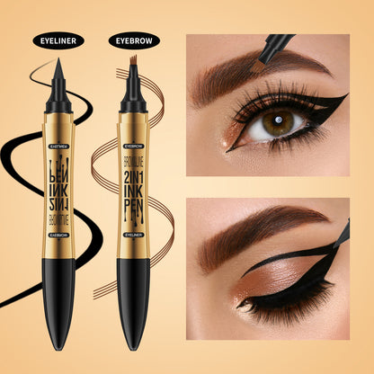 2in1 4 Forked Brow Pen & Eyebrow Liner - Waterproof, Sweatproof Makeup for Women