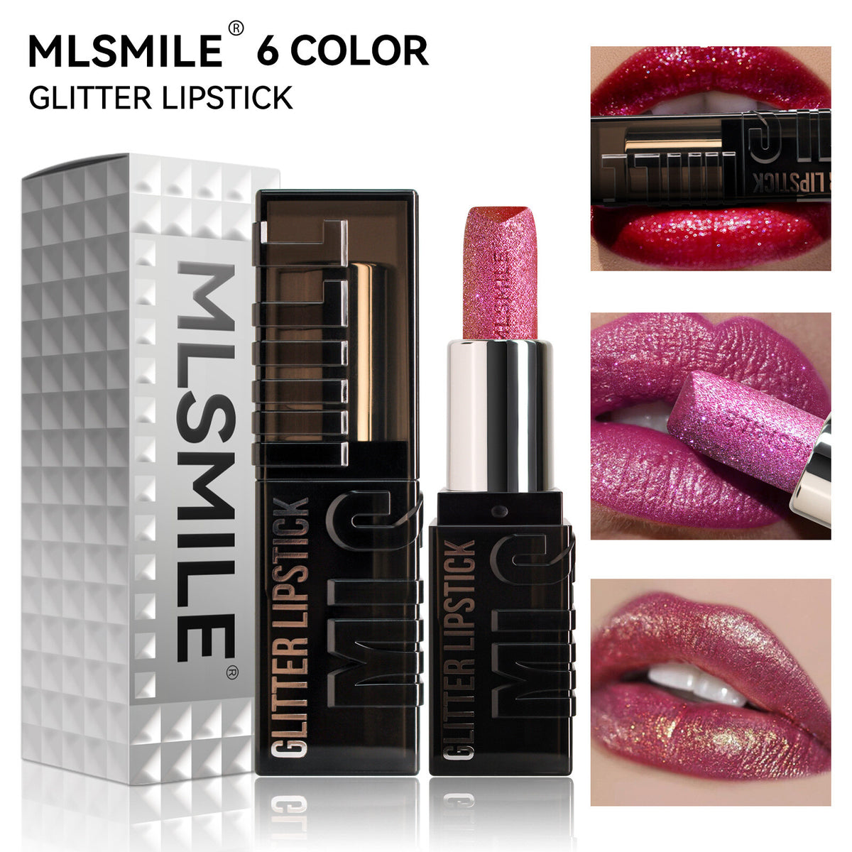 6 Colors Glitter Pearl Lipstick for Women Metallic diamond Long Lasting