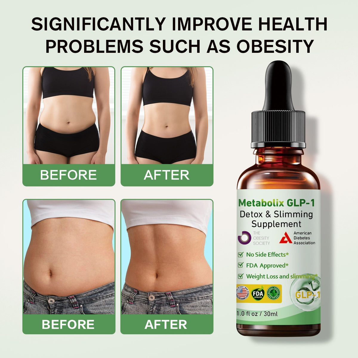 2PACK Natural Body Toning Drops - Herbal Supplement for Slimming & Firm Skin