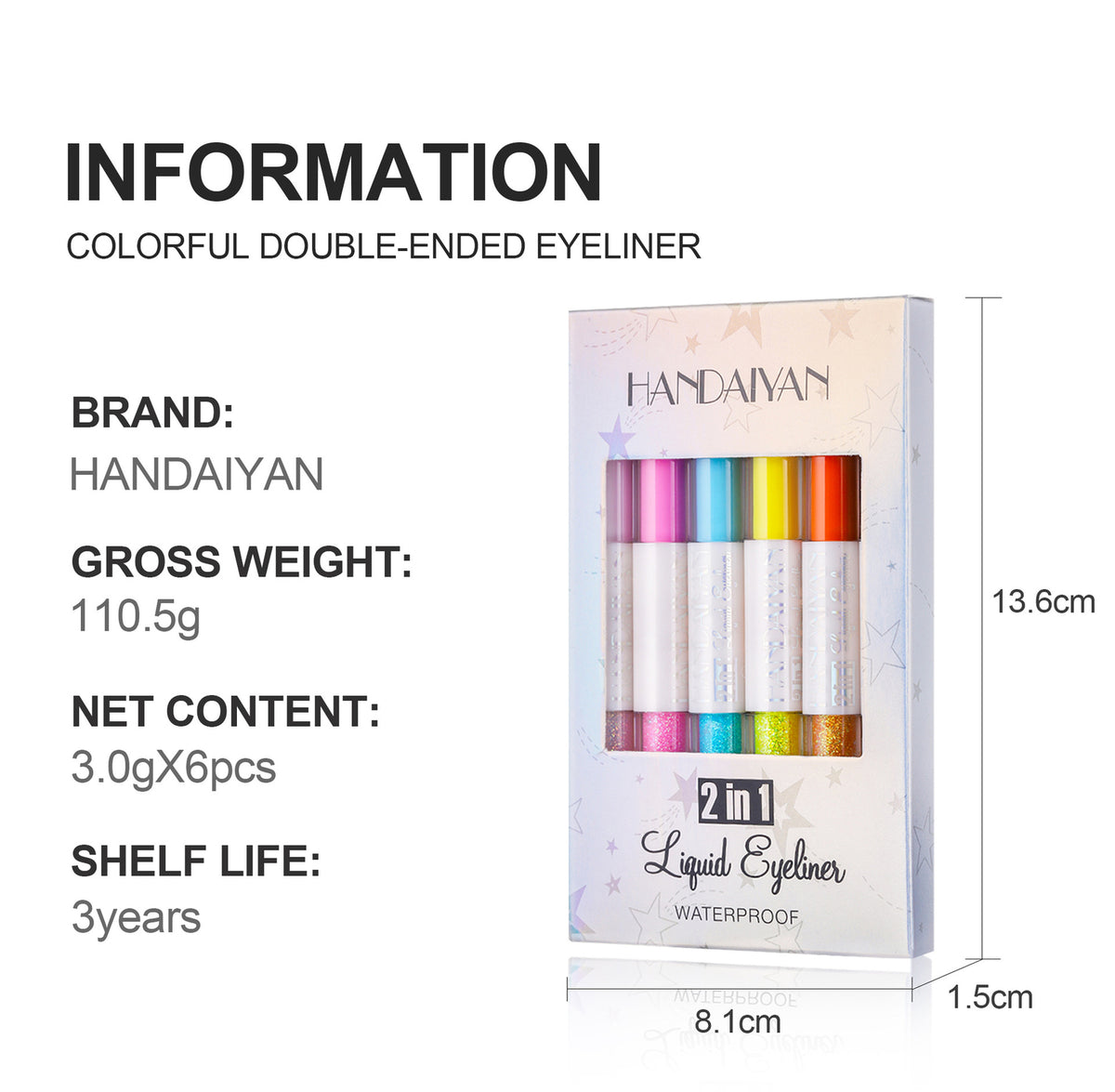 6pcs/gift set Dual-Ended Eyeliner Liqud Pen Sleeping Silkworm Pen Shimmer