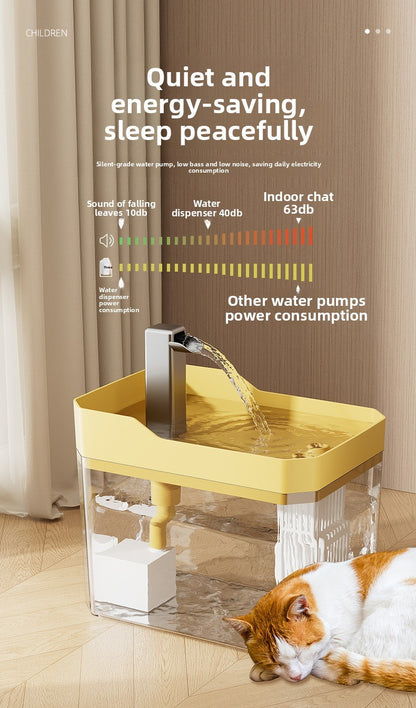 Pet Water Fountain, Ultra Quiet Cat Dog Dispenser Auto Circulation Large Cap