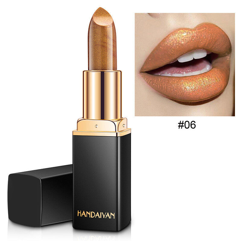 Color Changing Lipstick - Metallic Pearl Shimmer, Mood Lip Gloss Shiny Rose Gold