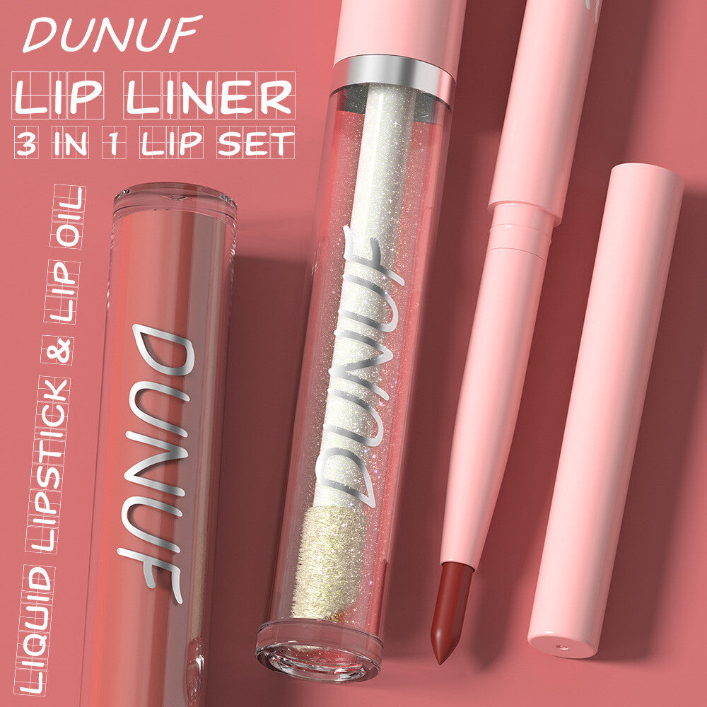 3-in-1 Lip Liner + Lips Gloss + Lip Oil 💄 Matte & Shimmer 🌸 Long Lasting