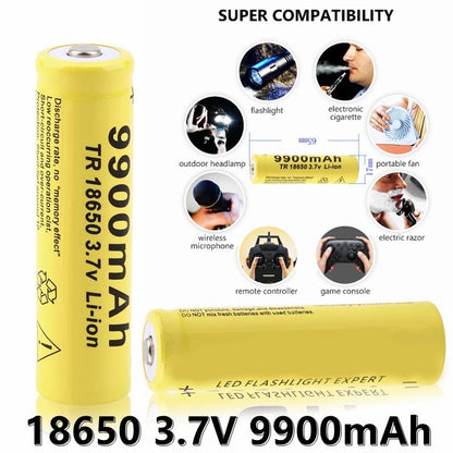 3.7V 9.9Ah High Capacity Li-ion Battery for High Power Flashlight Lighting