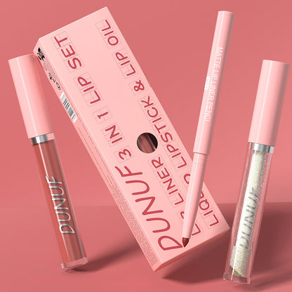 3-in-1 Lip Liner + Lips Gloss + Lip Oil 💄 Matte & Shimmer 🌸 Long Lasting