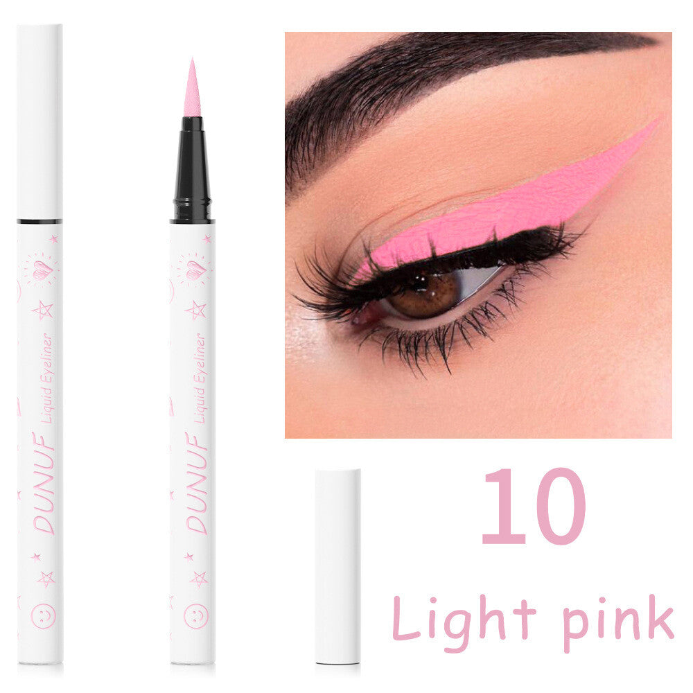 12-Color Liquid Eyeliner - Waterproof, Quick-Dry, Smudge-Proof Makeup for Women