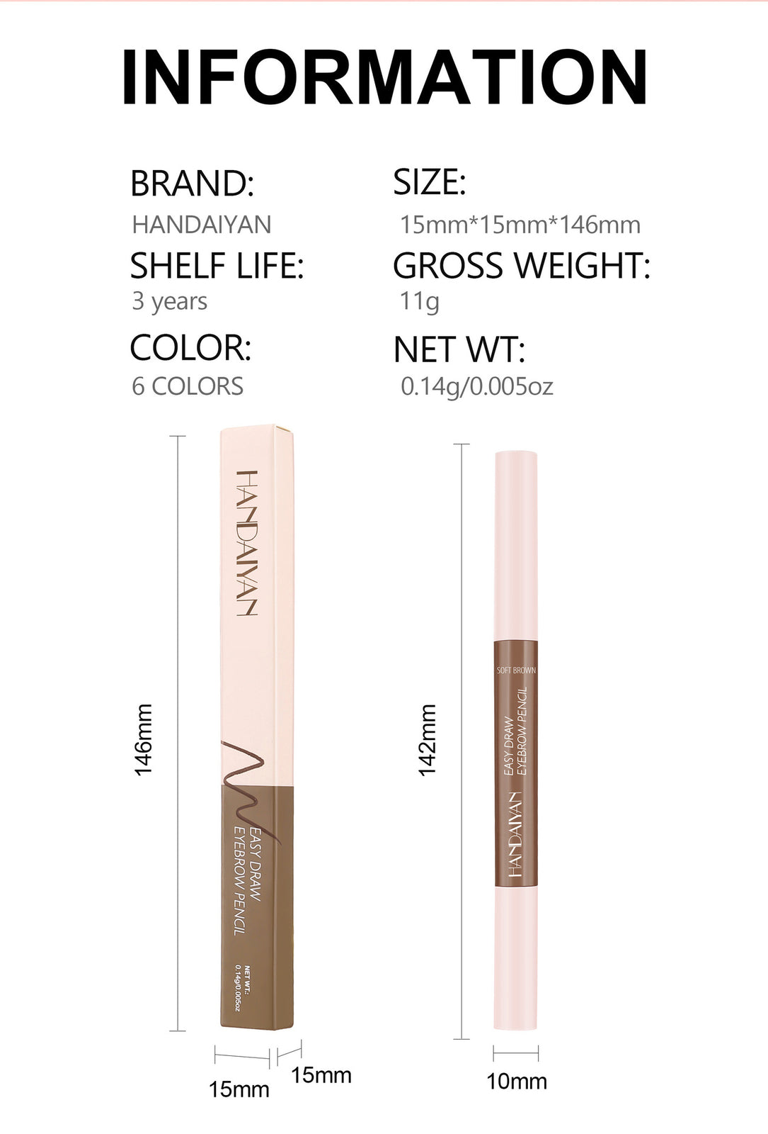Dual-Ended Eyebrow Liner · Waterproof & Long-Lasting Built-in Spoolie Brush