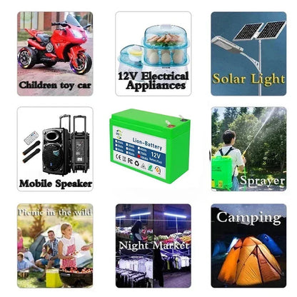 12V 50Ah Rechargeable Li-ion Battery w/ BMS & Display for Kid Scooters