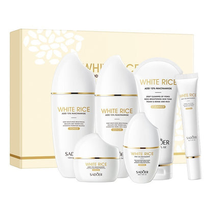 Rice & Niacinamide Skincare Gift Set Cleanser Toner Serum Eye Cream Lotion