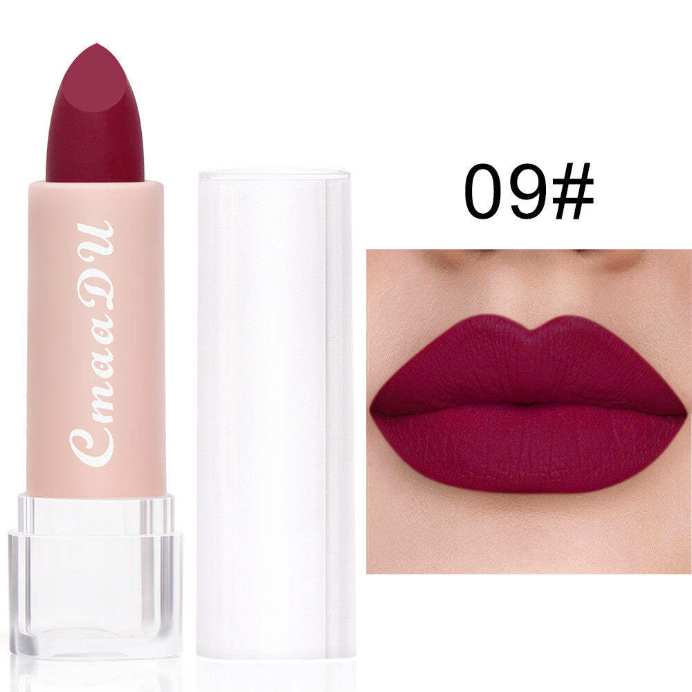 15-Color Matte Lipstick - Waterproof, Long-Lasting, Non-Stick Vegan