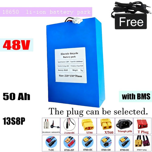 48V 50Ah 13S8P Li-ion Battery Pack High Power with BMS for Electric Bicycle