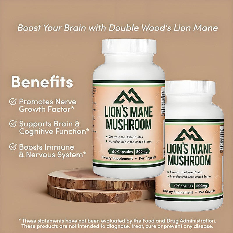 Lions Mane Mushroom Capsules 10 1 Extract for Brain Memory Support 60 Vegan Caps
