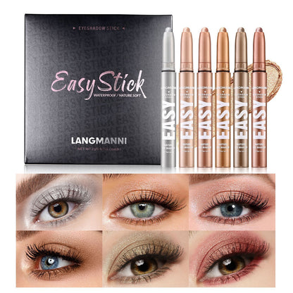 Eyeshadow Pencil 6pcs/Set - Matte & Shimmer, Quick Blend Waterproof Long Lasting