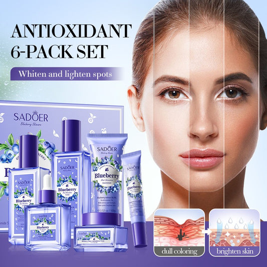 Blueberry & Hyaluronic Acid Skin Care Set 6pc Hydrating Cleanser Lotion Toner