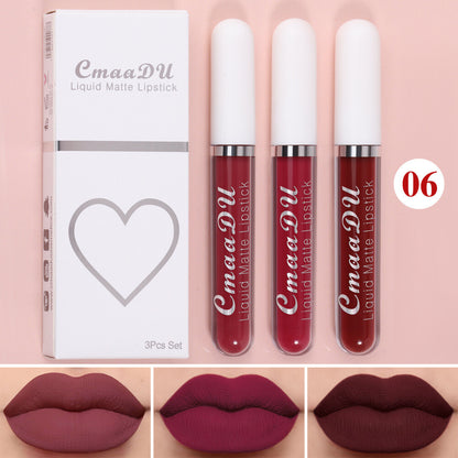 3pcs Matte Liquid Lipstick Set Transfer Proof Long Lasting Non-Sticky Lip Gloss