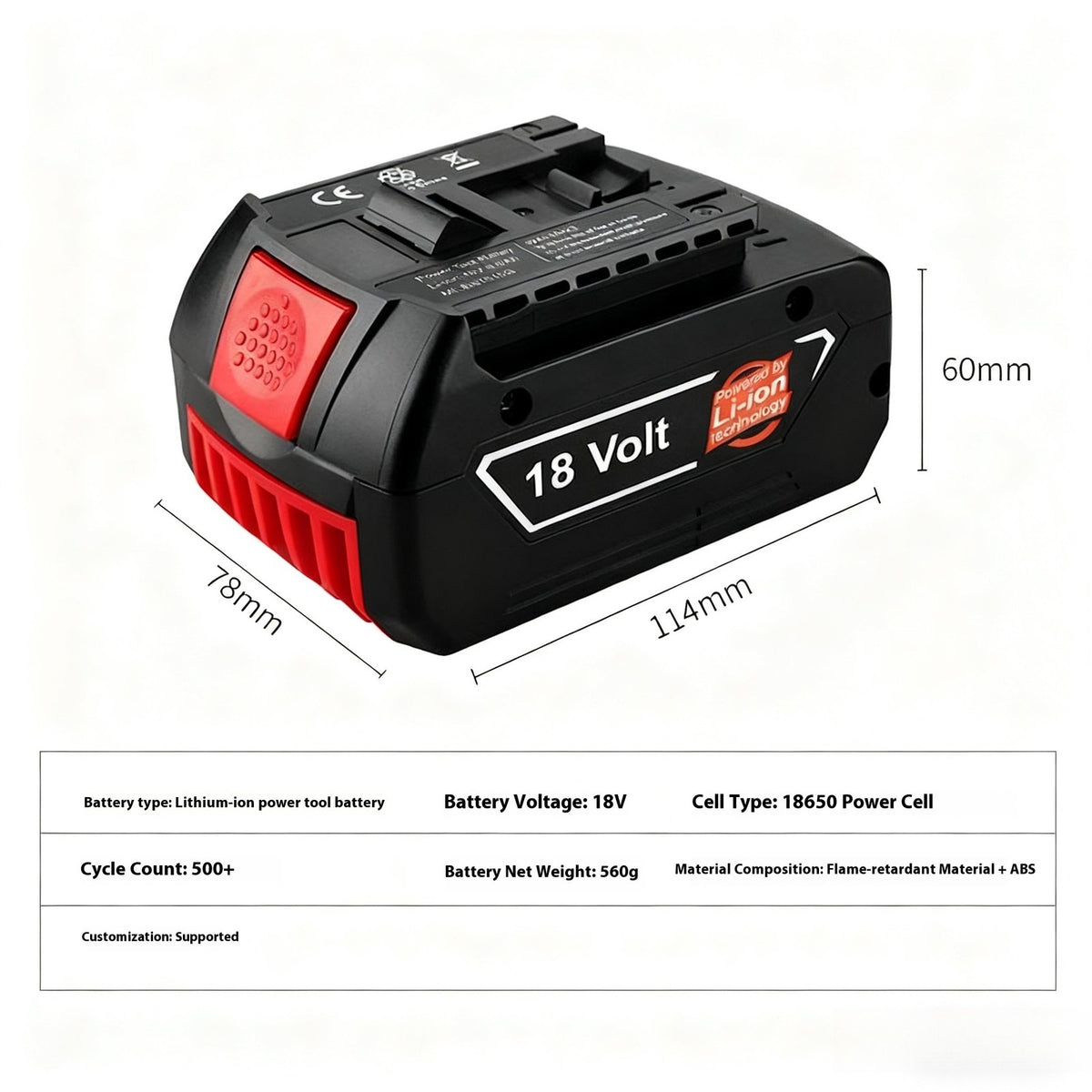 Bosch 18V 4.0Ah 5.0Ah 6.0Ah Li-ion Battery for Power Drill Tools Equipmen