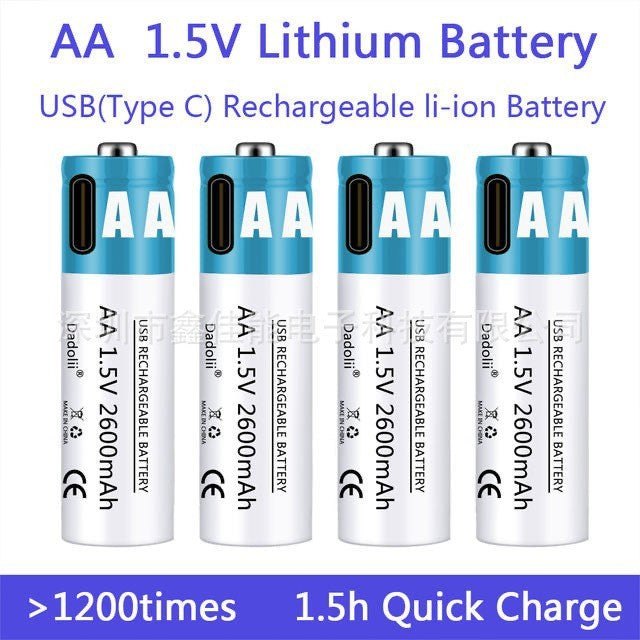 4PCS/SET 1.5V AAA 2300mAh 1.5V AA 2600mAh Rechargeable Lithium Batteries