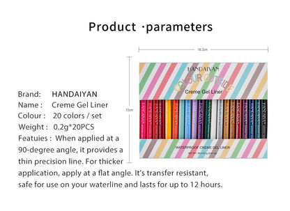 20-Color Waterproof Eyeliner Gift Set Quick-Dry Matte Colorful Makeup for Women