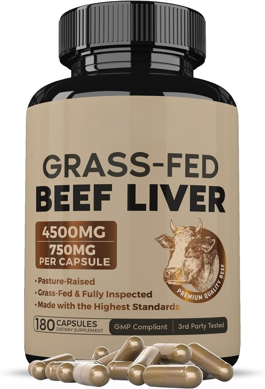 Grass Fed Beef Liver Capsules with Natural Iron Vitamin A and B12