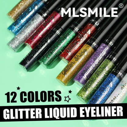 Glitter Liquid Eyeliner Pen - Metallic Shine Waterproof Smudge-Proof, Vibrant