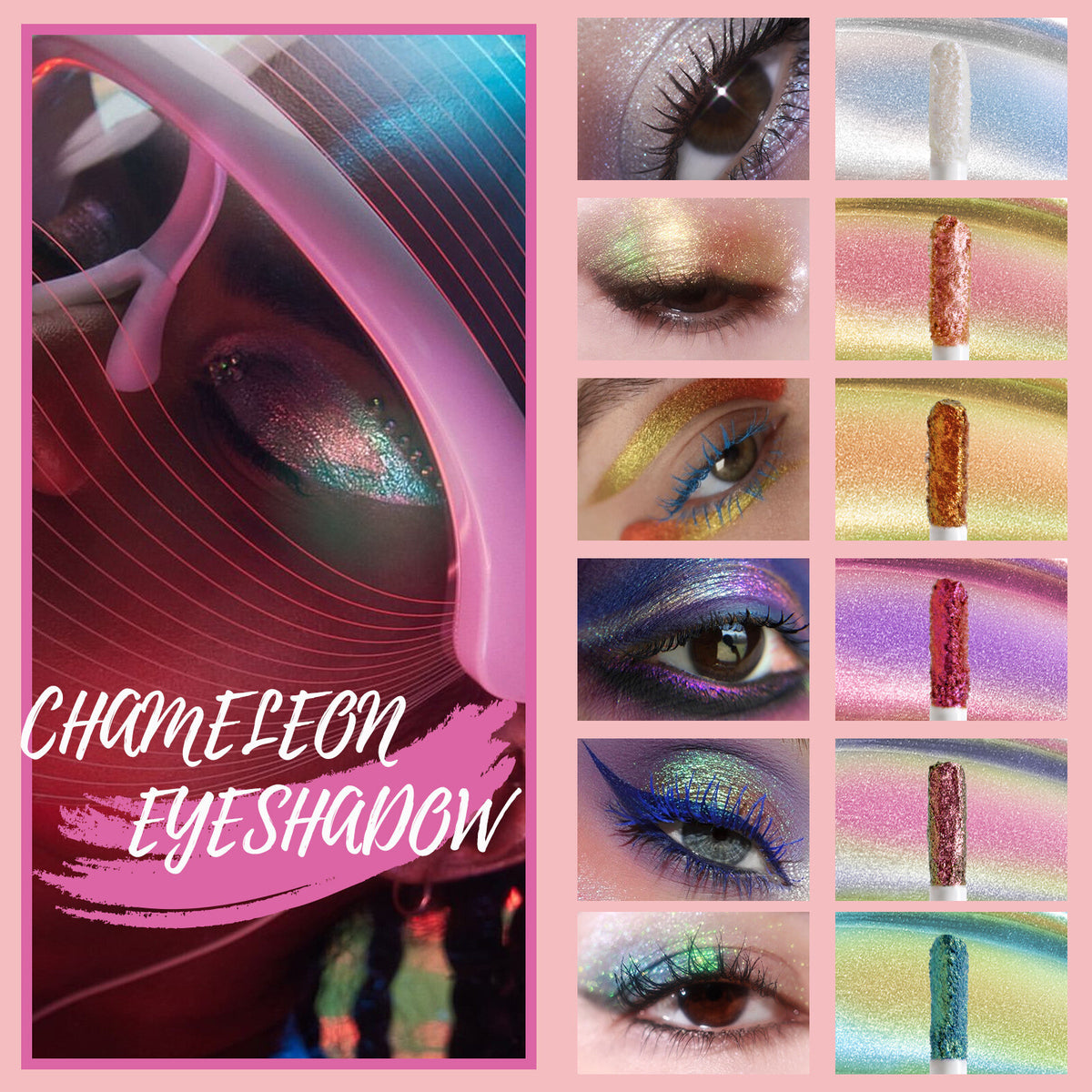 Chameleon Liquid Eyeshadow - Shimmer Metallic Shift, Iridescent Glitter Makeup