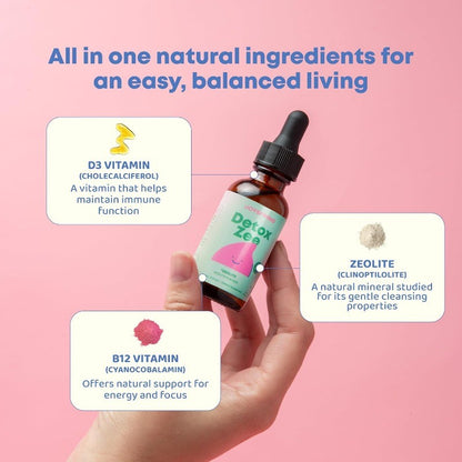 Kids Zeolite Drops with Vitamin D3 & B12, Natural Berry Flavor Liquid Support