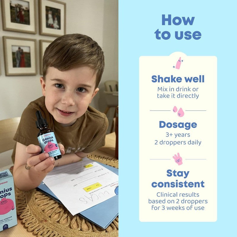 Kids Herbal Focus Drops with Ginkgo Biloba for Concentration Support