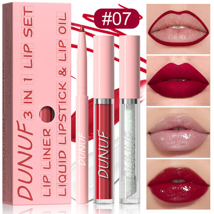 3-in-1 Lip Liner + Lips Gloss + Lip Oil 💄 Matte & Shimmer 🌸 Long Lasting