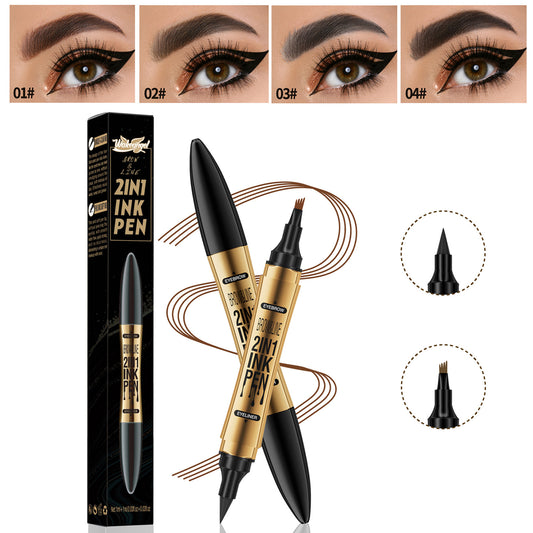 2in1 4 Forked Brow Pen & Eyebrow Liner - Waterproof, Sweatproof Makeup for Women