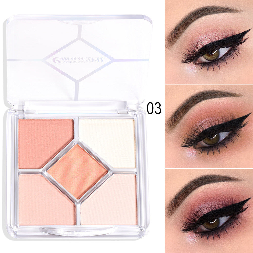 5-Color Eye Shadow Palette - Matte & Shimmer, Blendable, No Fallout Eyeshadow