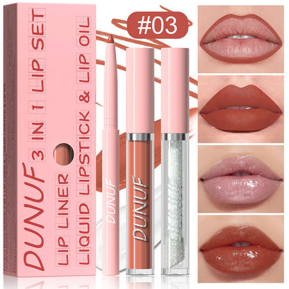 3-in-1 Lip Liner + Lips Gloss + Lip Oil 💄 Matte & Shimmer 🌸 Long Lasting
