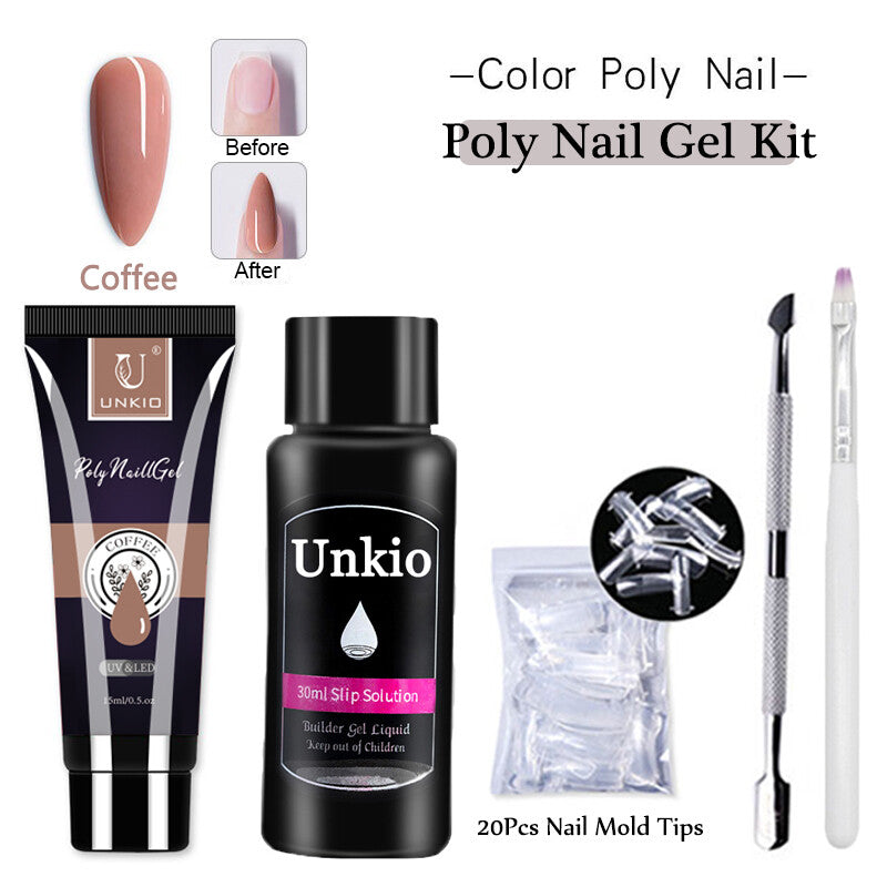 Acrylic Extension Poly Nail Gel Kit Quick Building Complete Tools Brush Form Set